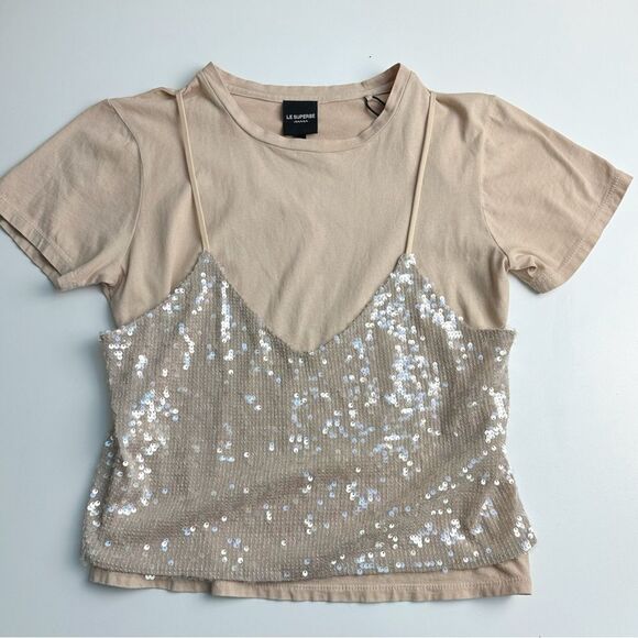 NWT Le Superbe Birdie Sequin Tee Size Large - Picture 5 of 9